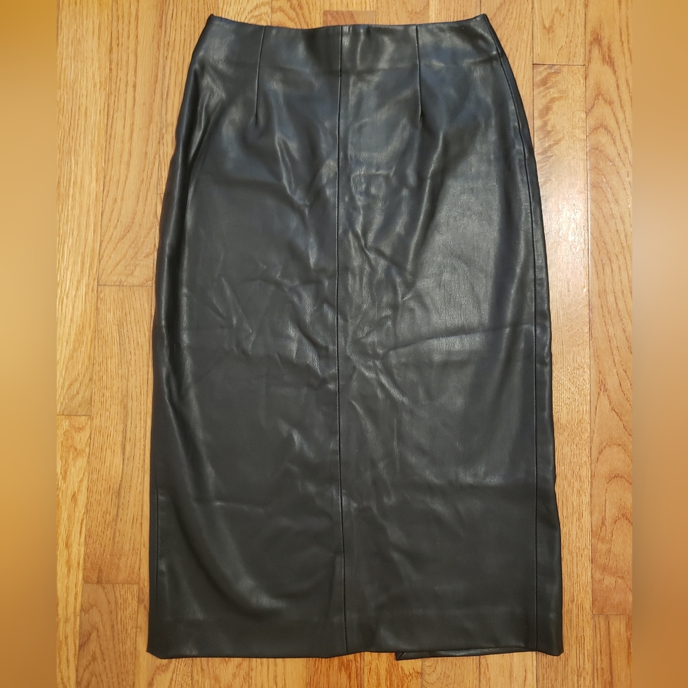 Zara Faux Leather Midi Skirt